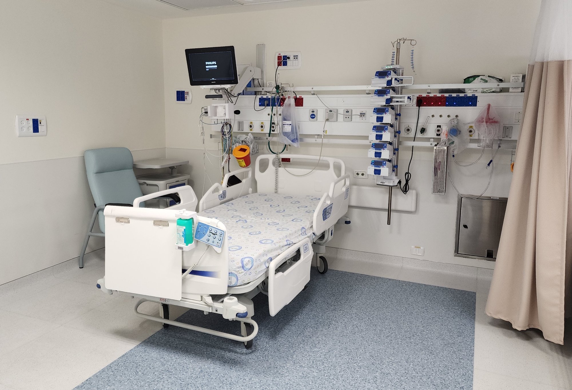 חדר ביחידת טיפול נמרץ לב אחרי שיפוץ